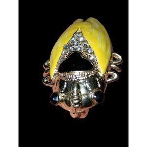 Gorgeous vintage yellow black and rhinestone beetle bug brooch